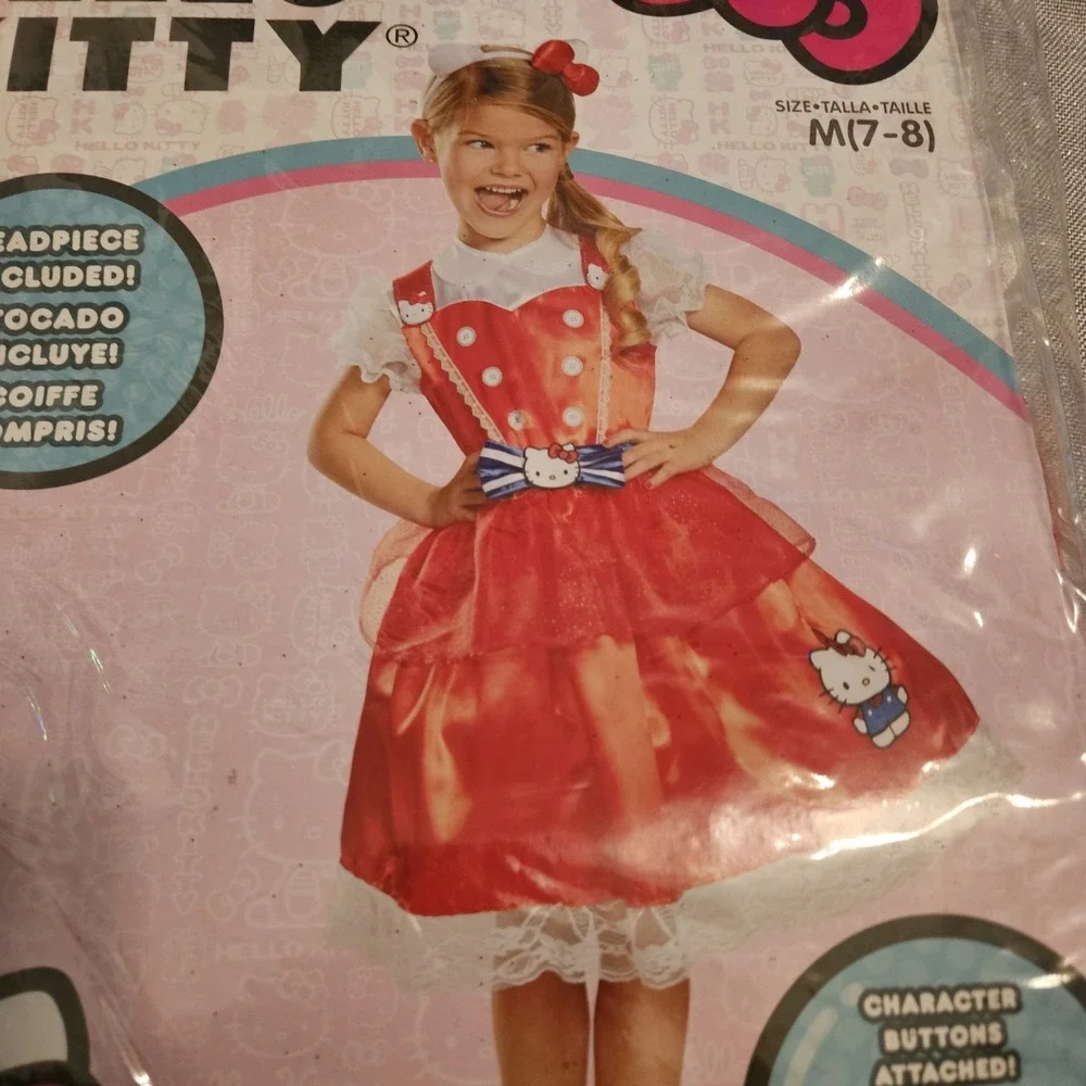 Hello Kitty Authentic‎ Sanrio Dress Up Halloween Deluxe Child Costume Med 7-8